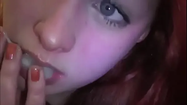 Married redhead playing with cum in her mouth Filem baharu baharu