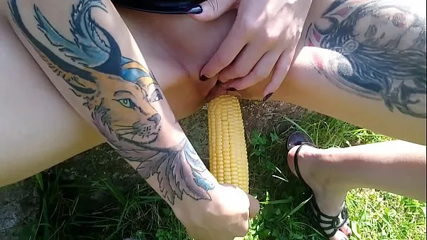 New Lucy Ravenblood fucking pussy with corn in public fresh Movies