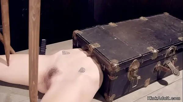 New Blonde slave laid in suitcase with upper body gets pussy vibrated fresh Movies