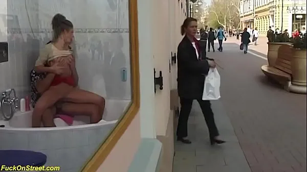 New cute horny teen gets deep anal fucked by her boyfriend at public shopping street fresh Movies