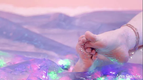 New Shiny glitter Feet Video, Close up - Arya Grander fresh Movies