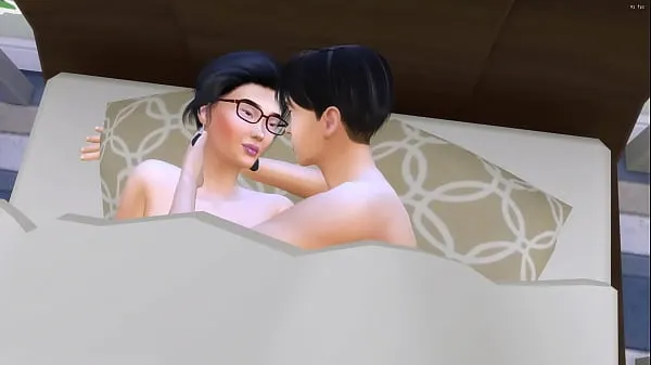 Nya Asian step Brother Sneaks Into His Bed After Masturbating In Front Of The Computer - Asian Family färska filmer