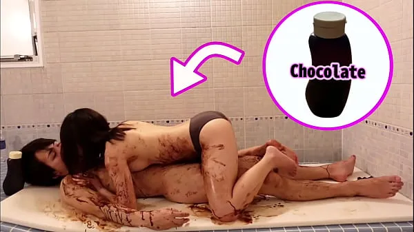 Nya Chocolate slick sex in the bathroom on valentine's day - Japanese young couple's real orgasm färska filmer