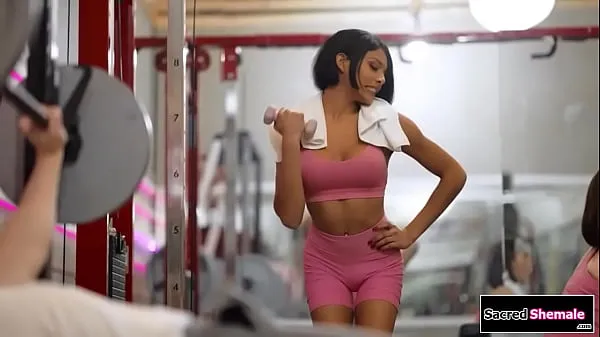 Latina tgirl Lola Morena gets barebacked at a gym Filem baharu baharu
