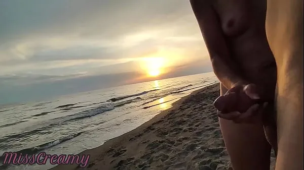 New French Milf Blowjob Amateur on Nude Beach public to stranger with Cumshot 02 - MissCreamy fresh Movies